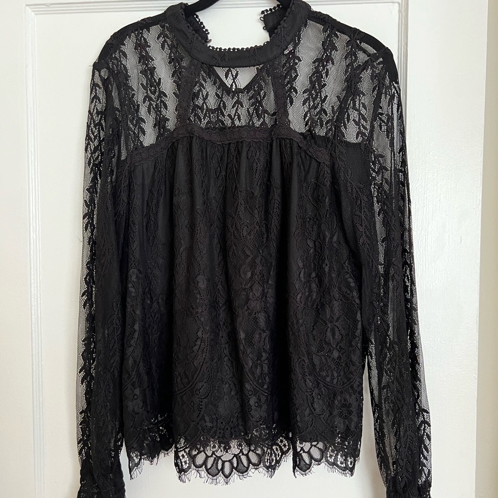 Sheer long sleeve black top